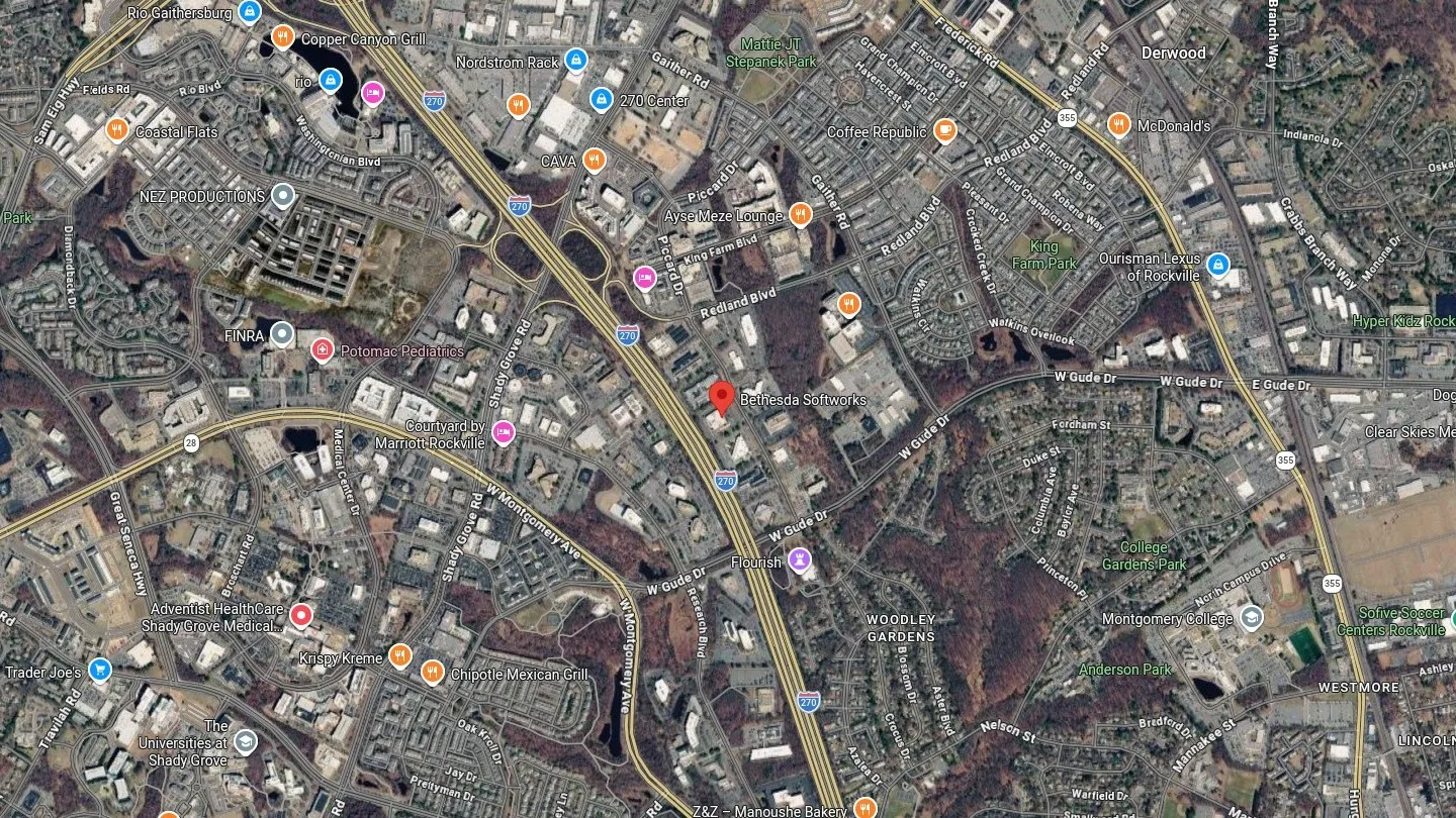 Pictured: the built environment near the Bethesda Softworks offices.