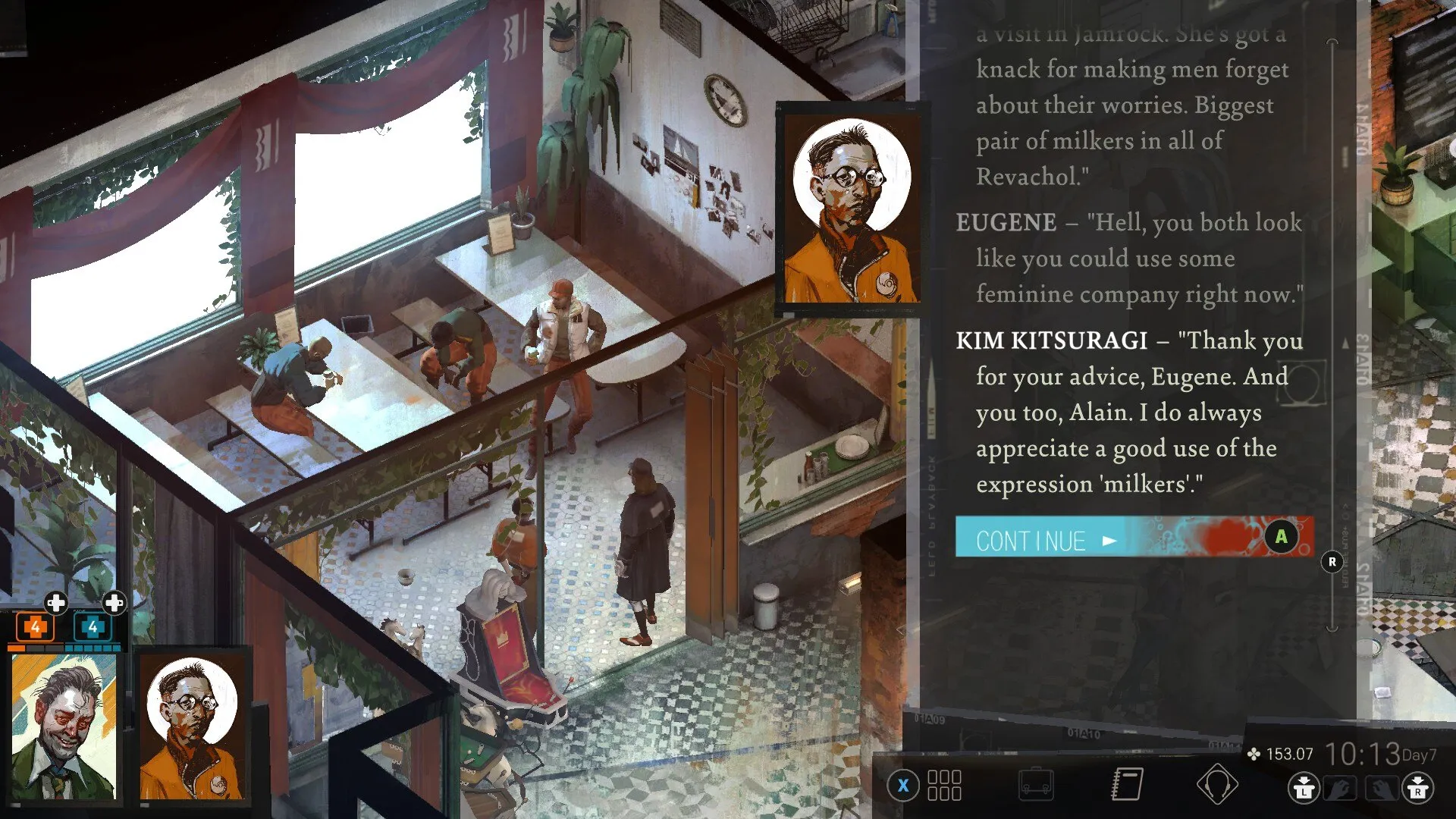 A screenshot from Disco Elysium